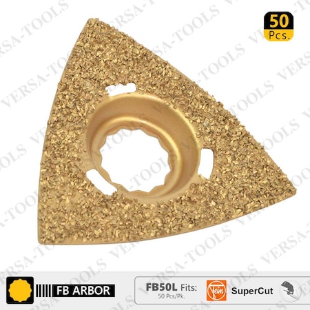 Versa Tool 80mm Triangular Carbide RASP, 8mm Offset Mount Fits Fein Supercut Oscillating Tools, PK 50 FB50L